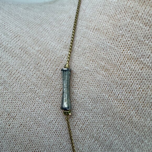 LC silver Tone & Gold Tone Station Chain Necklace 18.5" - Picture 4 of 7